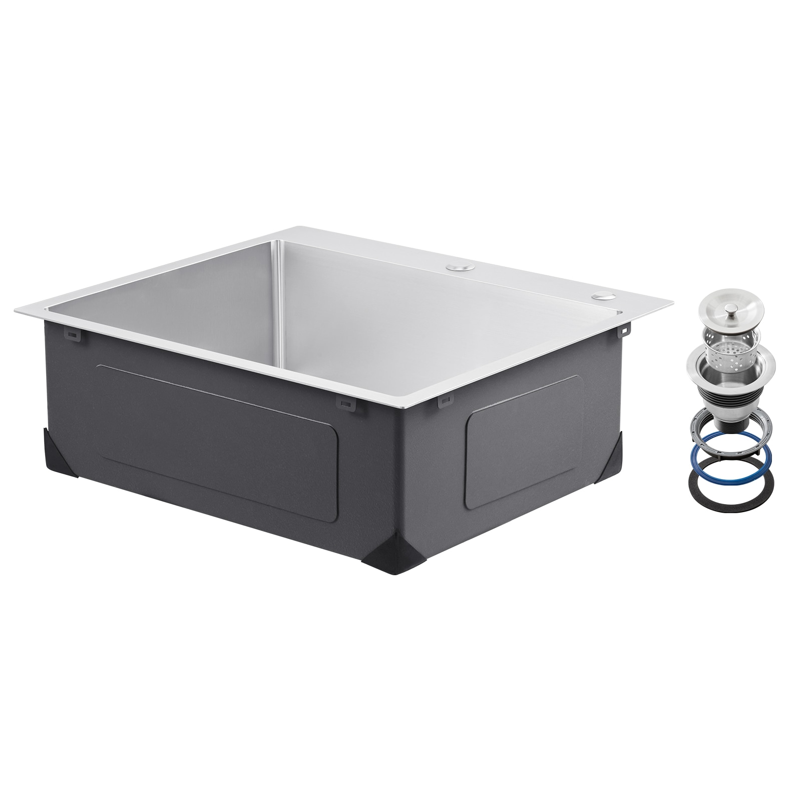 25" Kitchen Sink Top Mount Single Bowl Drop-In Basin Stainless Steel Bar_voghion.com